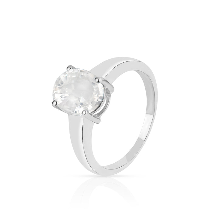 Zircon Solitaire Silver Ring