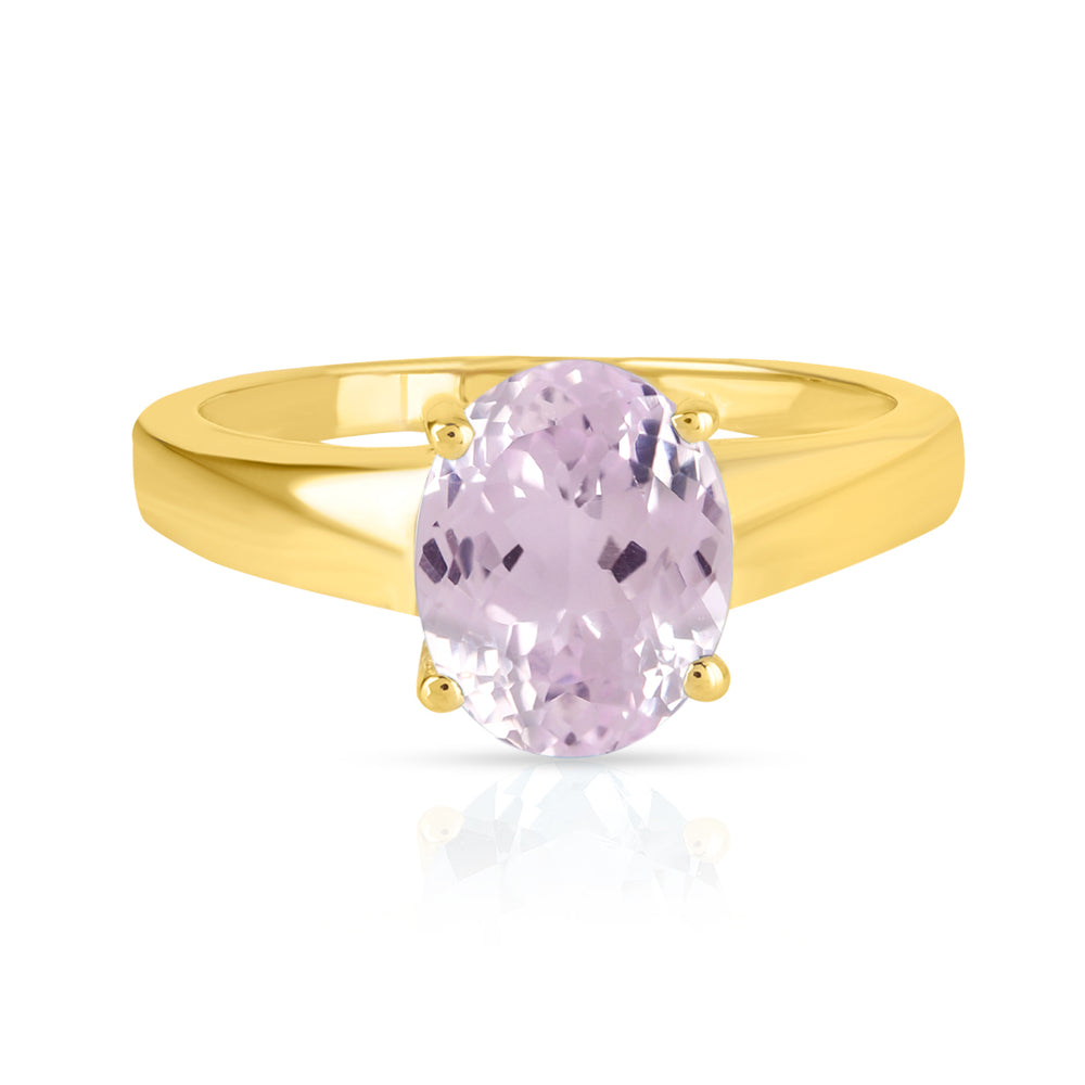 Kunzite Solitaire Silver Ring