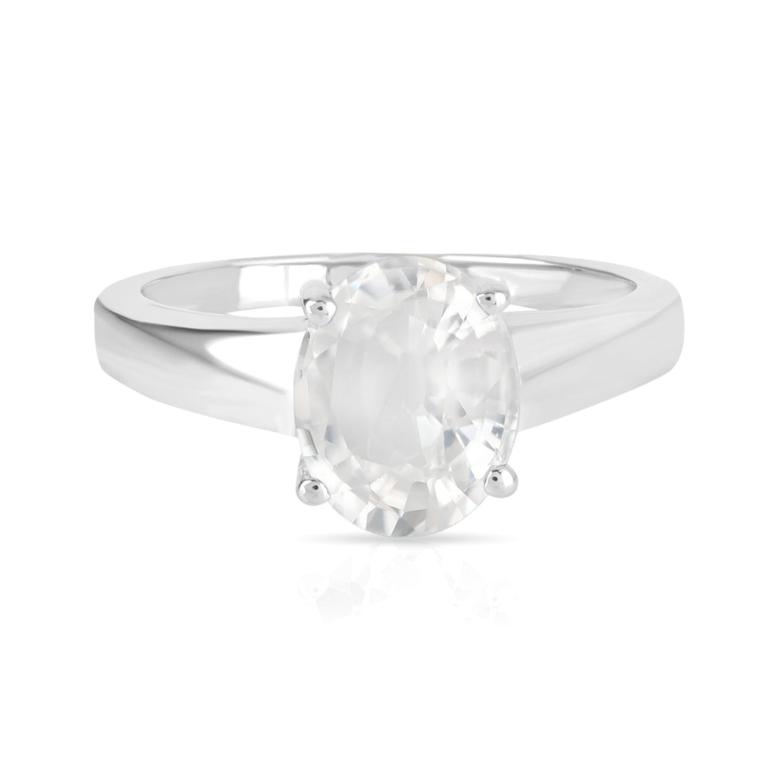 Zircon Solitaire Silver Ring