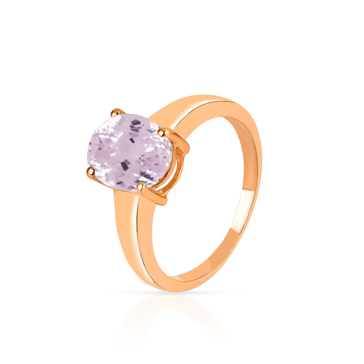 Kunzite Solitaire Silver Ring