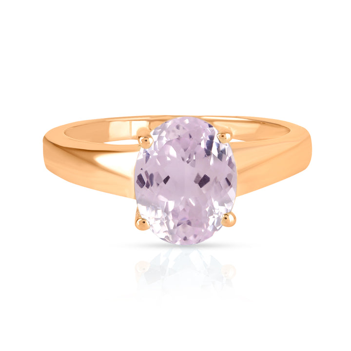 Kunzite Solitaire Silver Ring