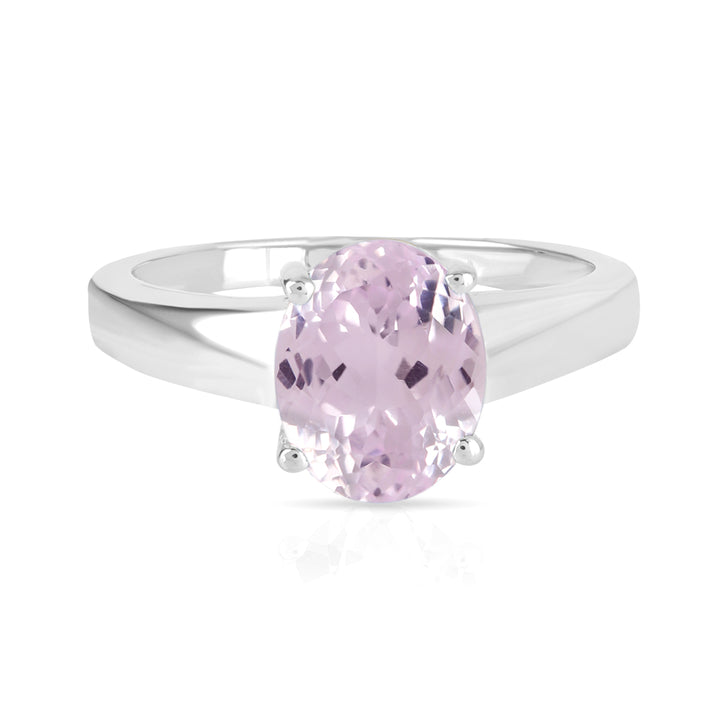 Kunzite Solitaire Silver Ring