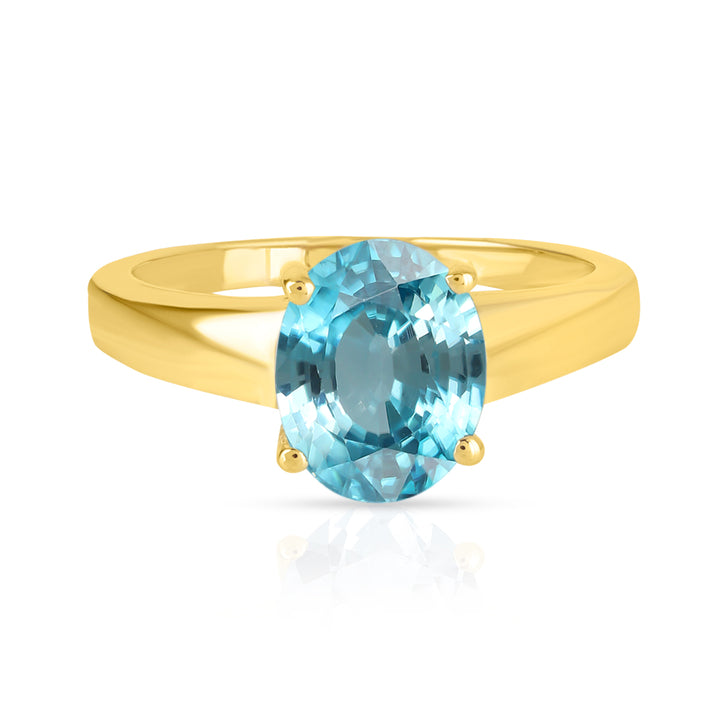 Blue Zircon Solitaire Silver Ring