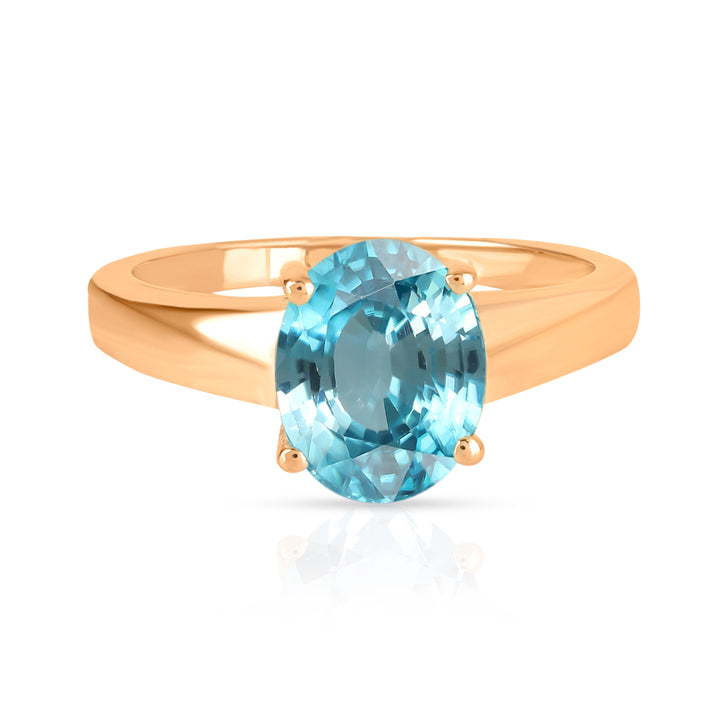 Blue Zircon Solitaire Silver Ring