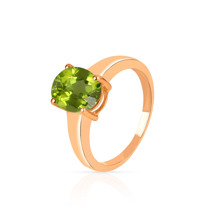 Peridot Solitaire Silver Ring