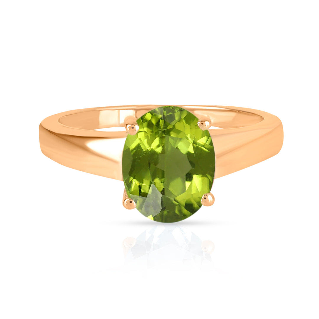 Peridot Solitaire Silver Ring