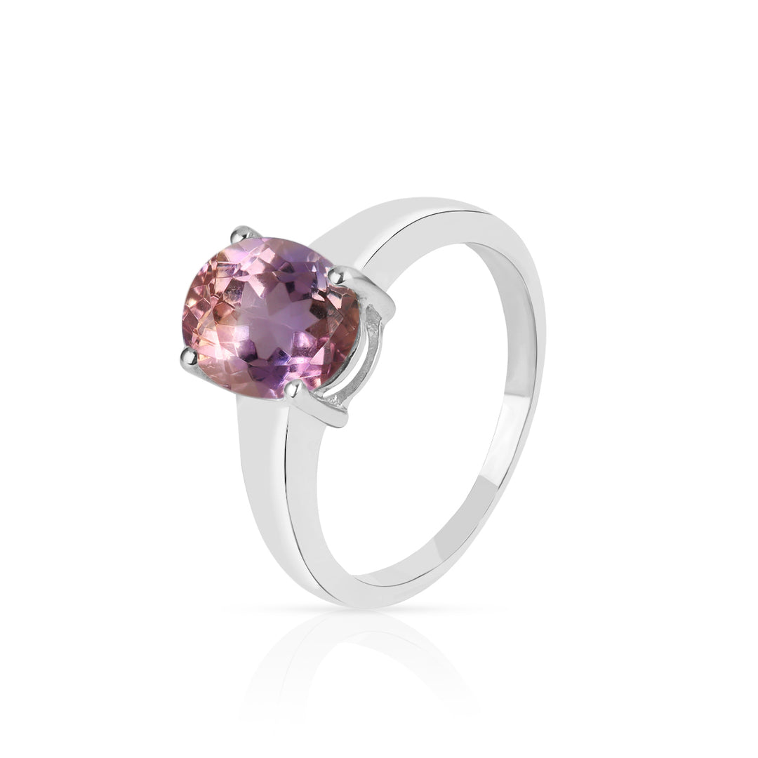 Ametrine Solitaire Silver Ring