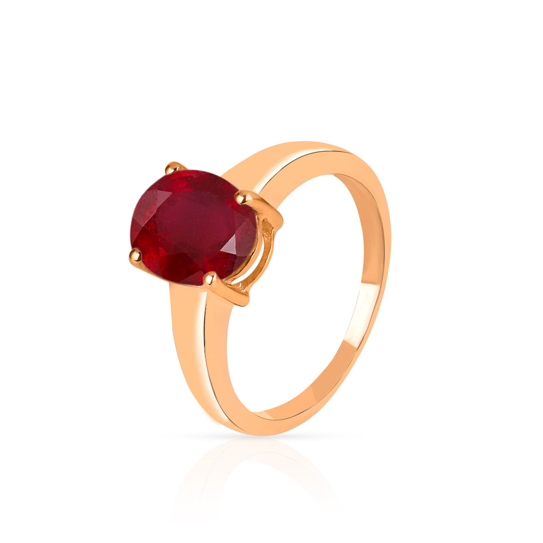 Ruby Solitaire Silver Ring