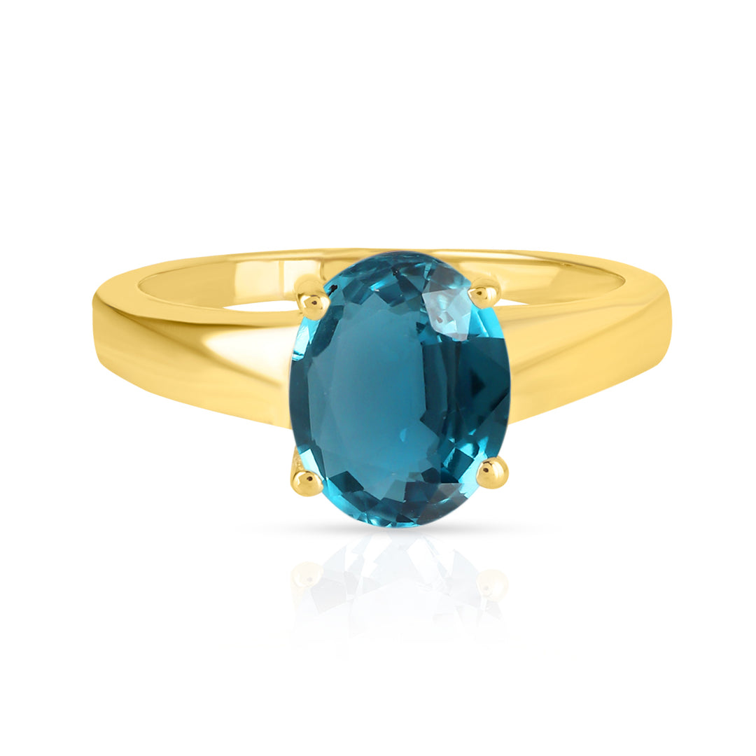 Teal Kyanite Solitaire Silver Ring