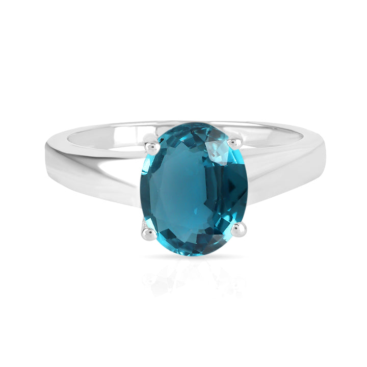 Teal Kyanite Solitaire Silver Ring