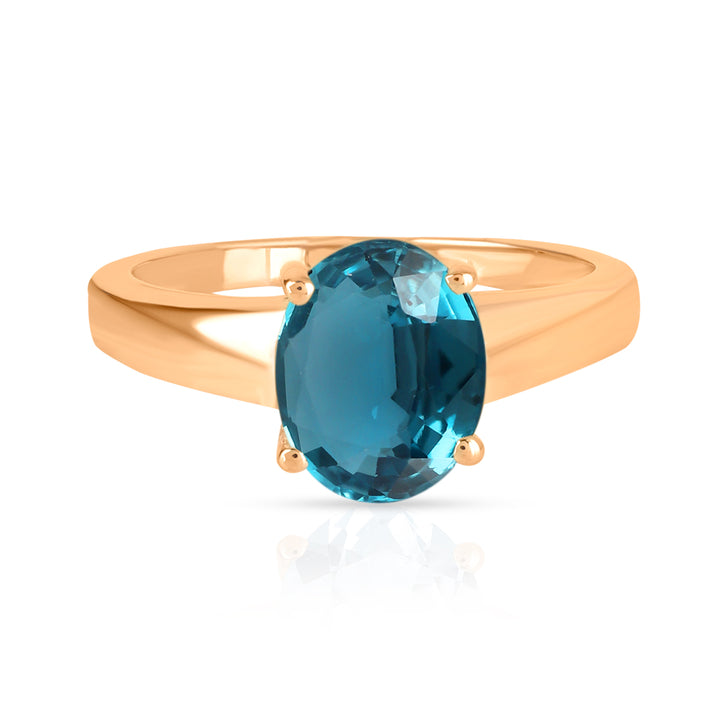 Teal Kyanite Solitaire Silver Ring