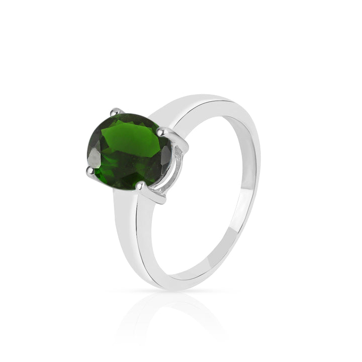 Chrome Diopside Solitaire Silver Ring