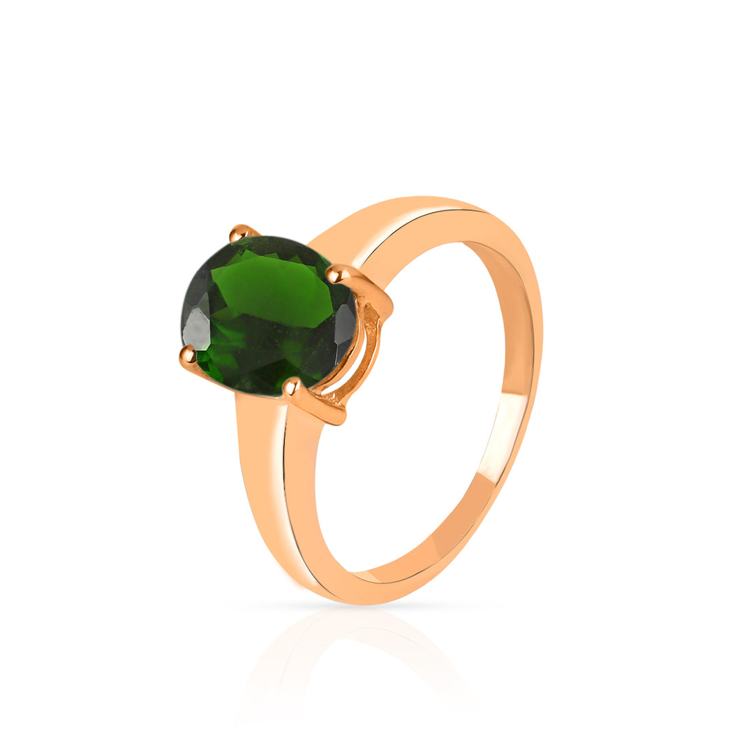 Chrome Diopside Solitaire Silver Ring