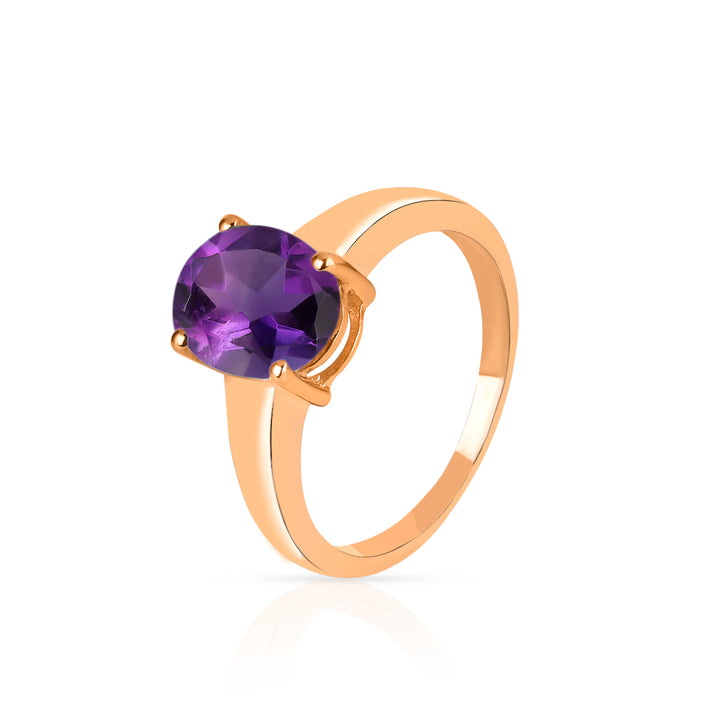 Amethyst Solitaire Silver Ring