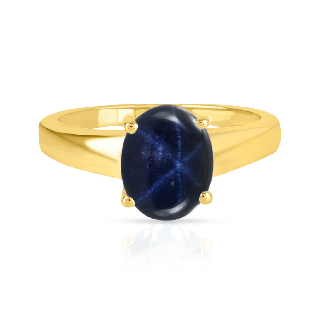 Diffusion Blue Star Cabochon Silver Ring