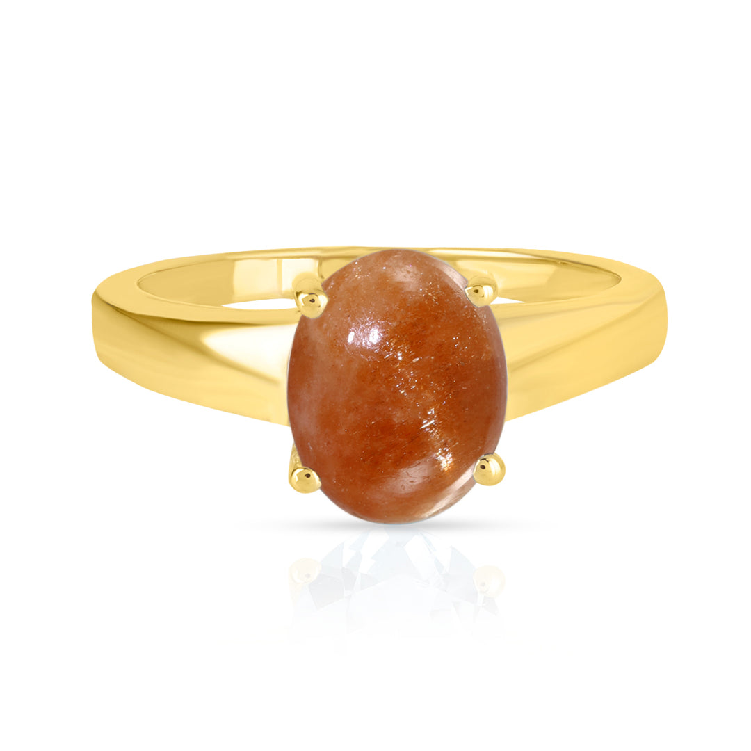 Sunstone Cabochon Silver Ring