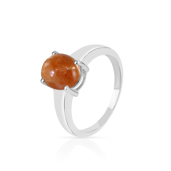 Sunstone Cabochon Silver Ring