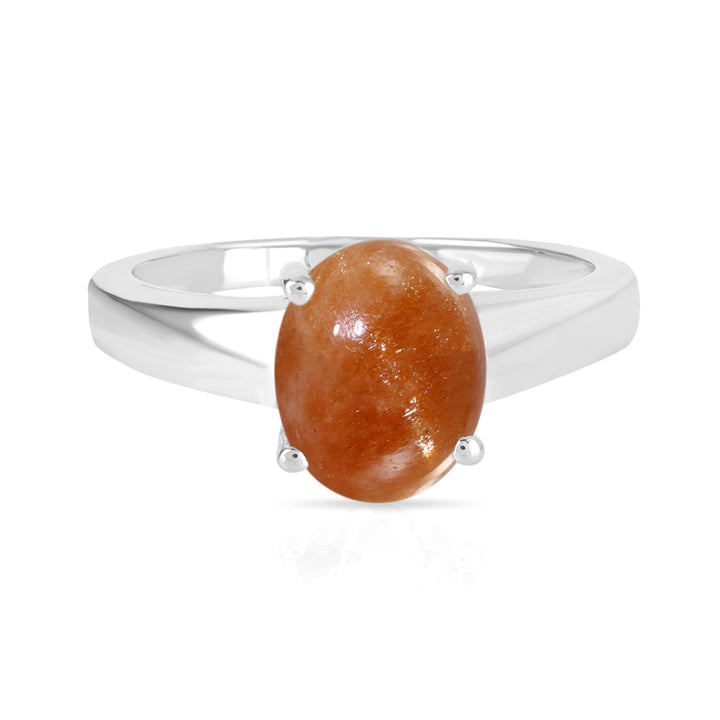 Sunstone Cabochon Silver Ring