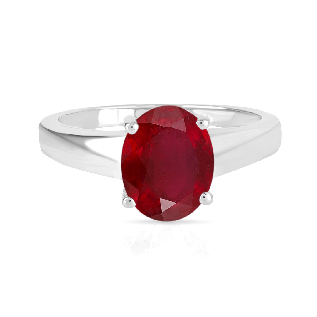 Ruby Solitaire Silver Ring