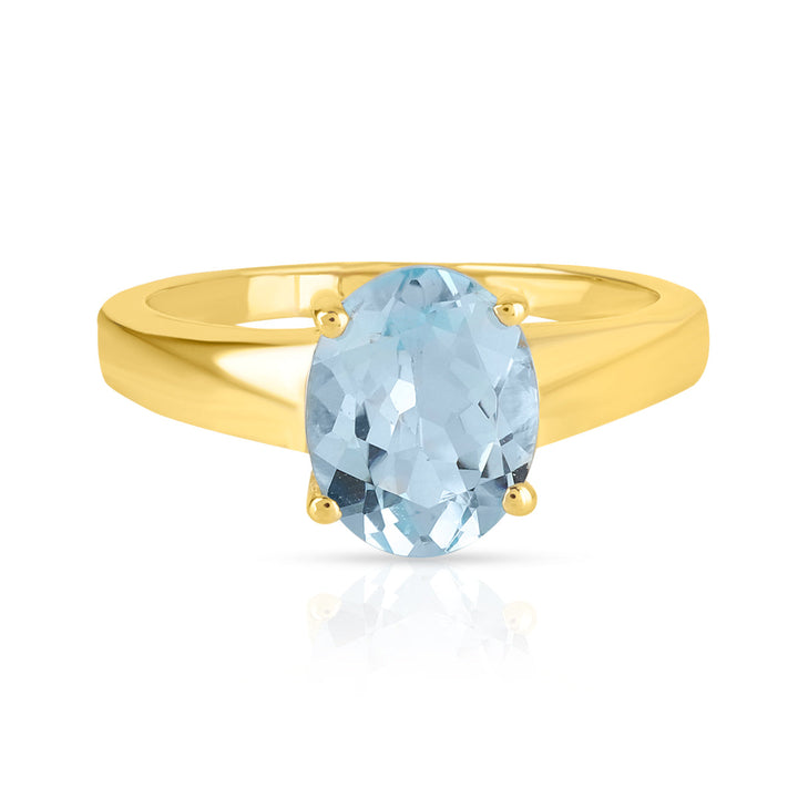 Sky Blue Topaz Solitaire Silver Ring