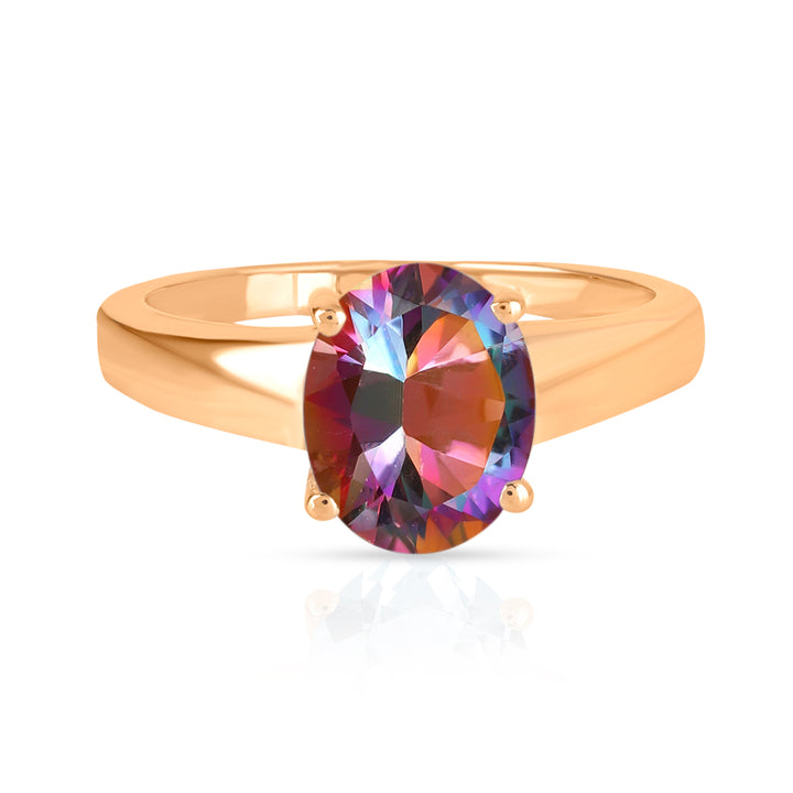 Mystic Topaz Solitaire Silver Ring