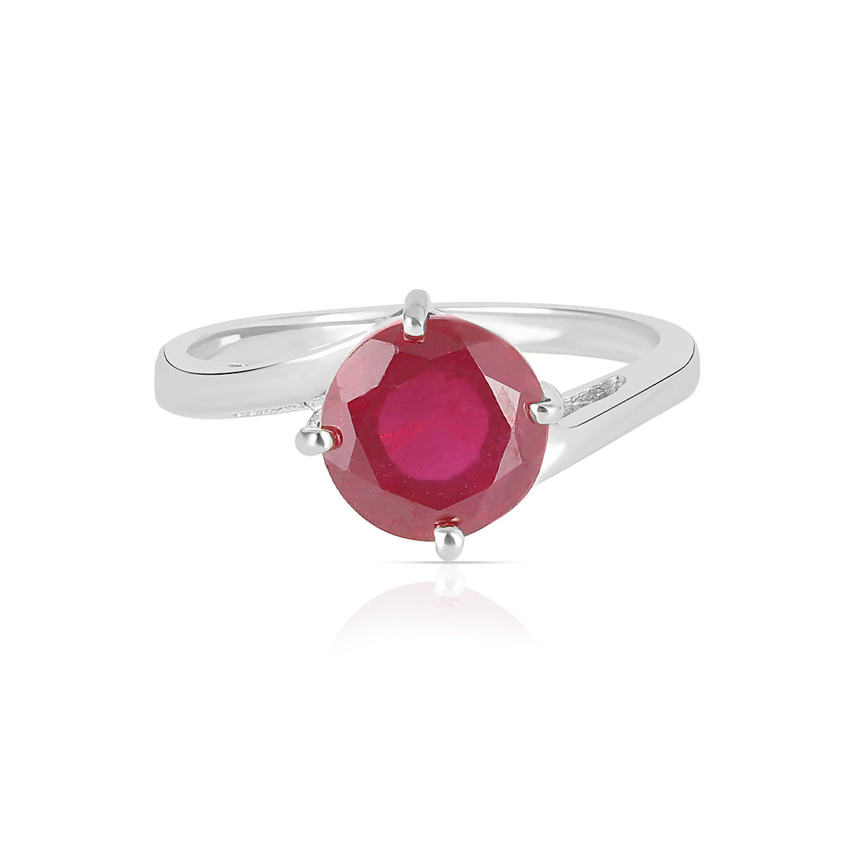 Ruby Solitaire Silver Ring