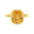 Citrine with Zircon Silver Ring