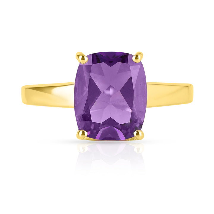 Amethyst Solitaire Silver Ring