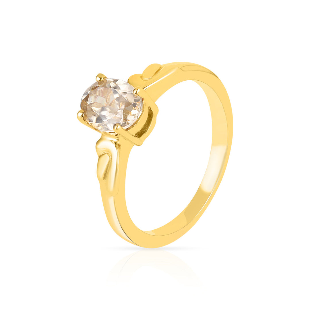 Champagne Zircon Solitaire Silver Ring