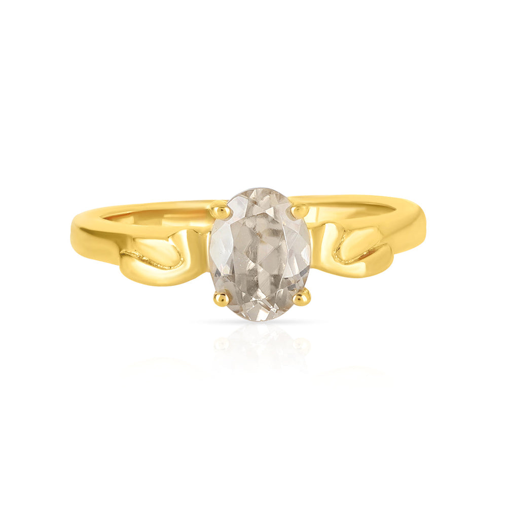 Champagne Zircon Solitaire Silver Ring