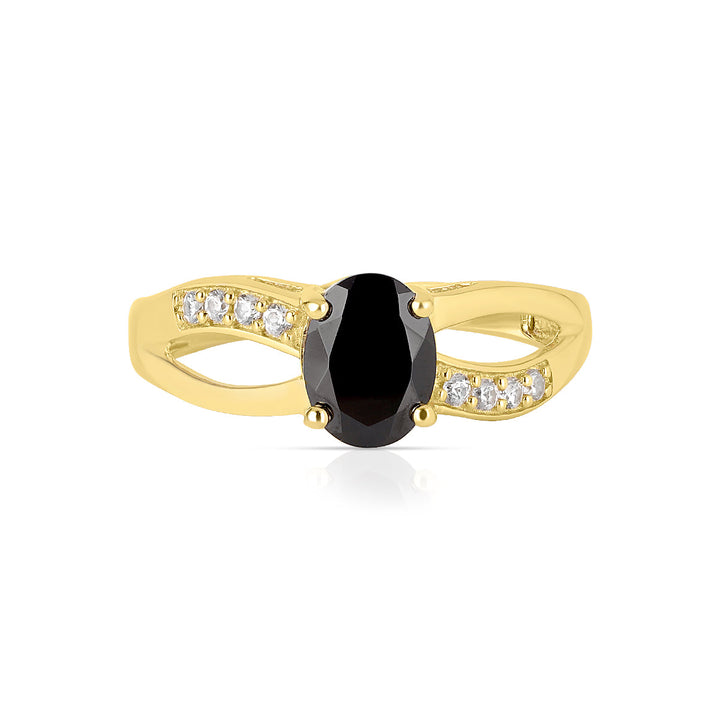 Black Spinel and Zircon Silver Ring