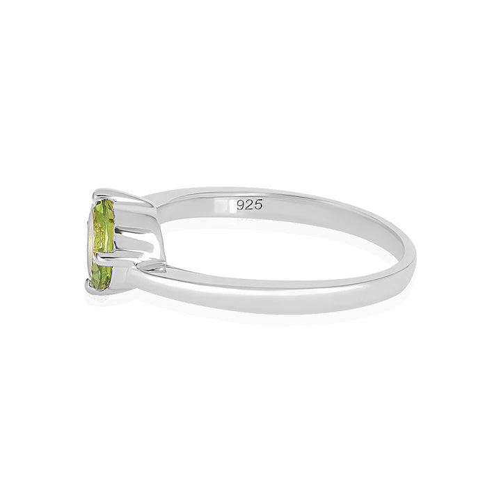 Peridot Solitaire Silver Ring