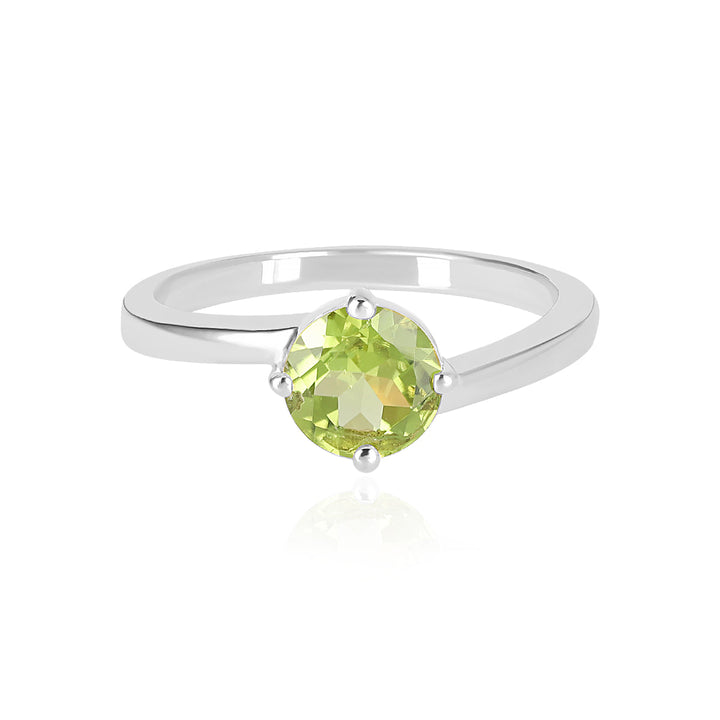 Peridot Solitaire Silver Ring