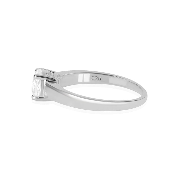 White Quartz Solitaire Silver Ring