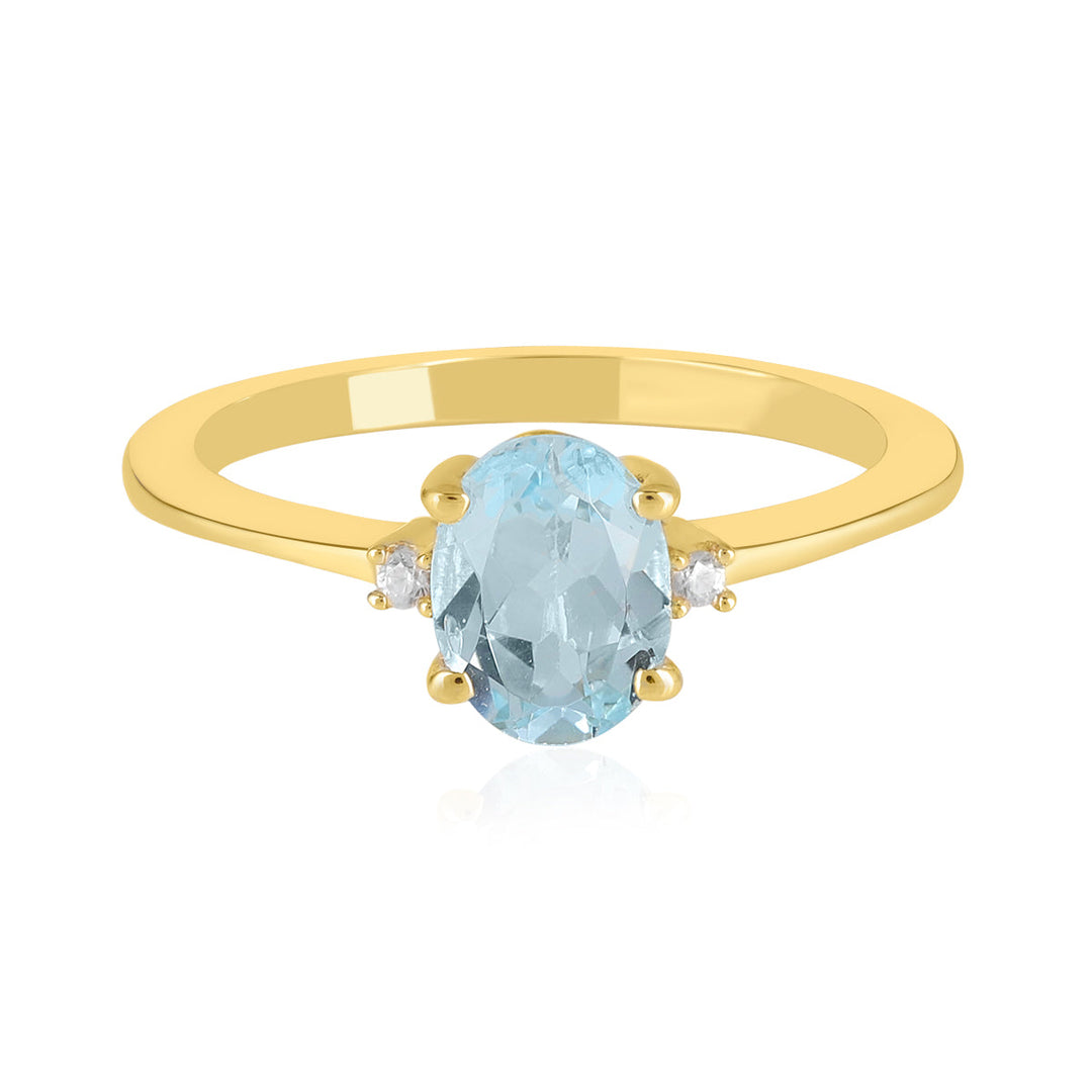 Blue Topaz with Accents Silver Ring