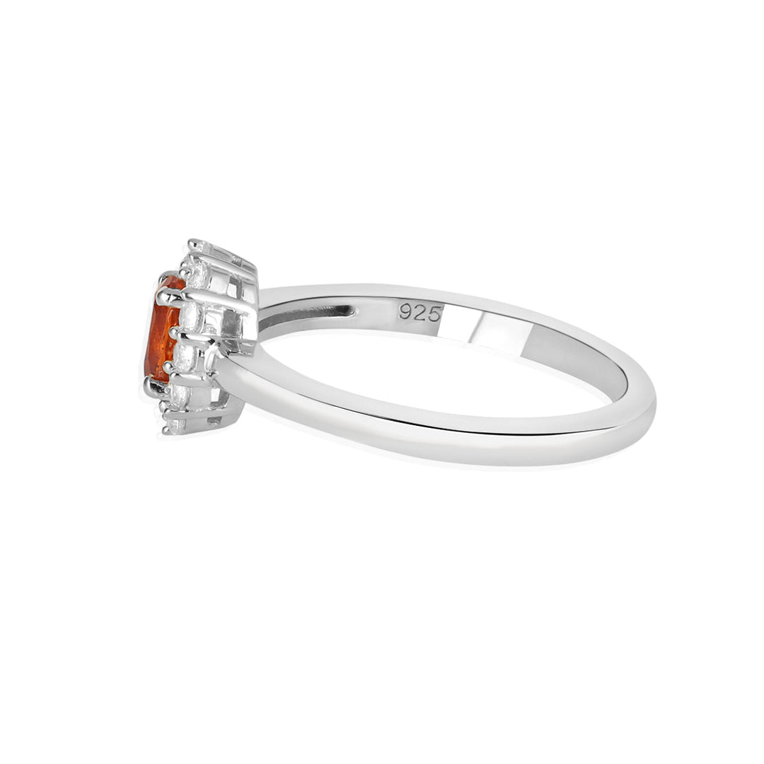 Orange Kyanite Halo Silver Ring