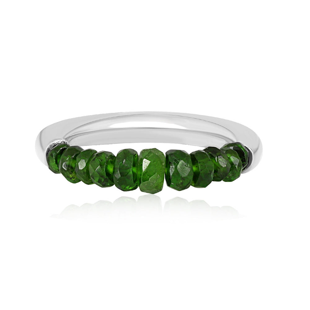 Chrome Diopside Beads Silver Ring