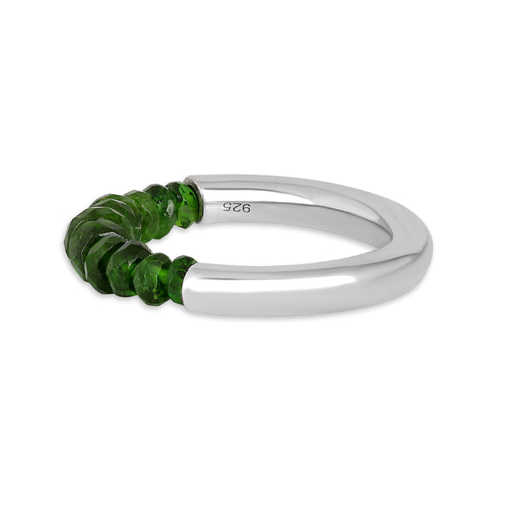 Chrome Diopside Beads Silver Ring