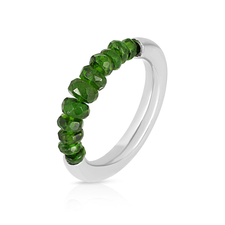 Chrome Diopside Beads Silver Ring