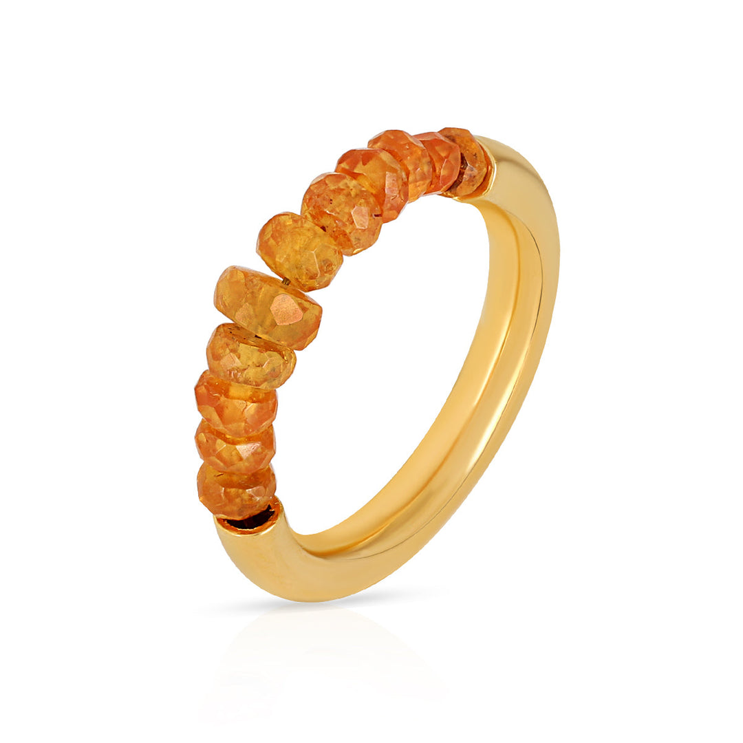 Mandarin Garnet Beads Silver Ring