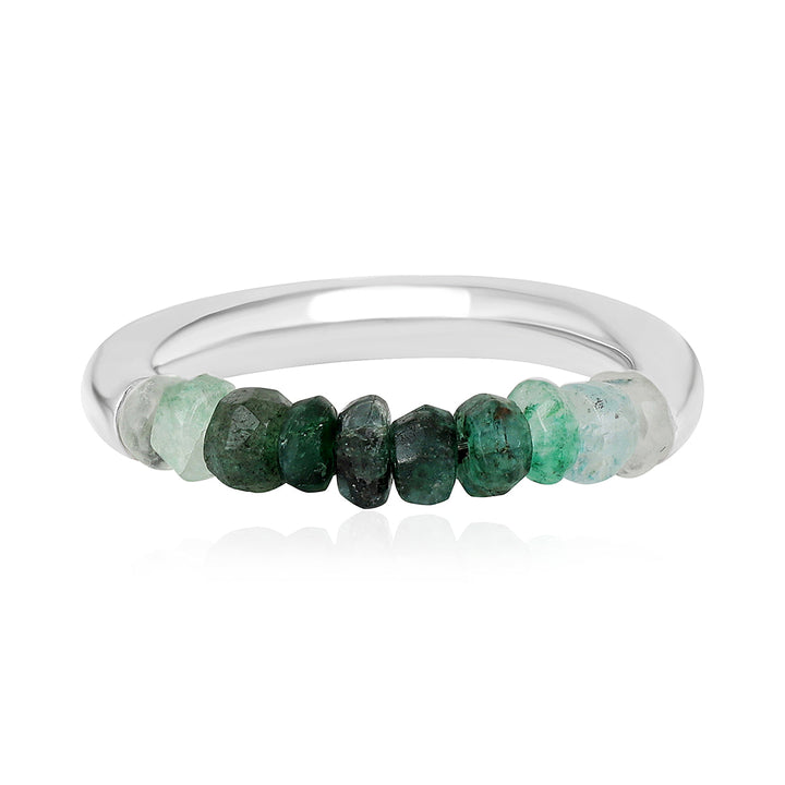 Emerald Beads Silver Ring