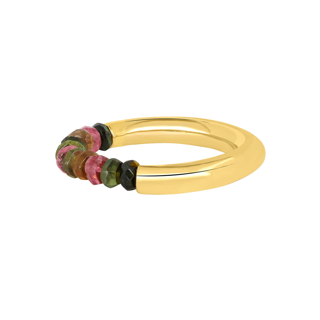 Multi Tourmaline Beads Silver Ring