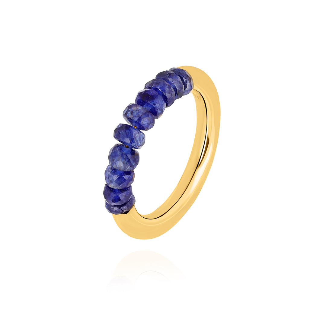 Blue Sapphire Beads Silver Ring