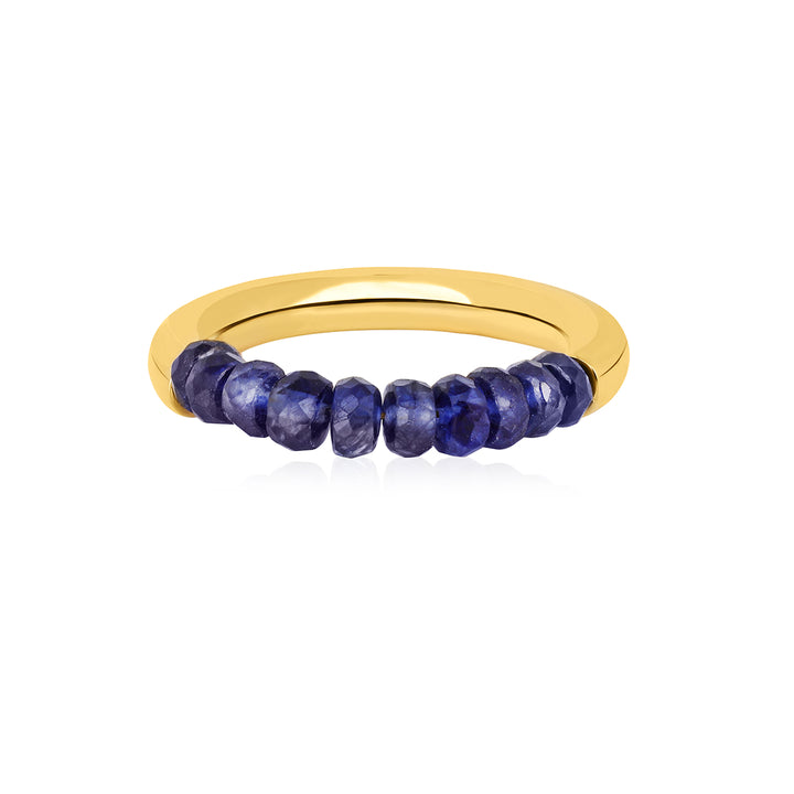 Blue Sapphire Beads Silver Ring