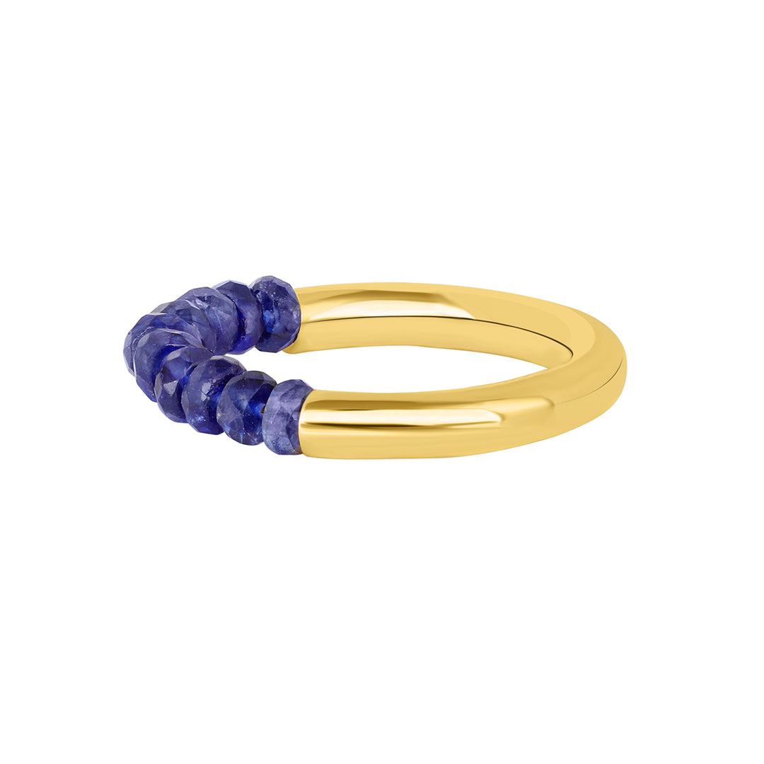 Blue Sapphire Beads Silver Ring