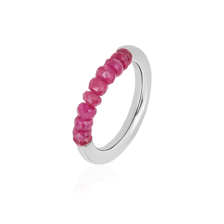 Ruby Beads Silver Ring