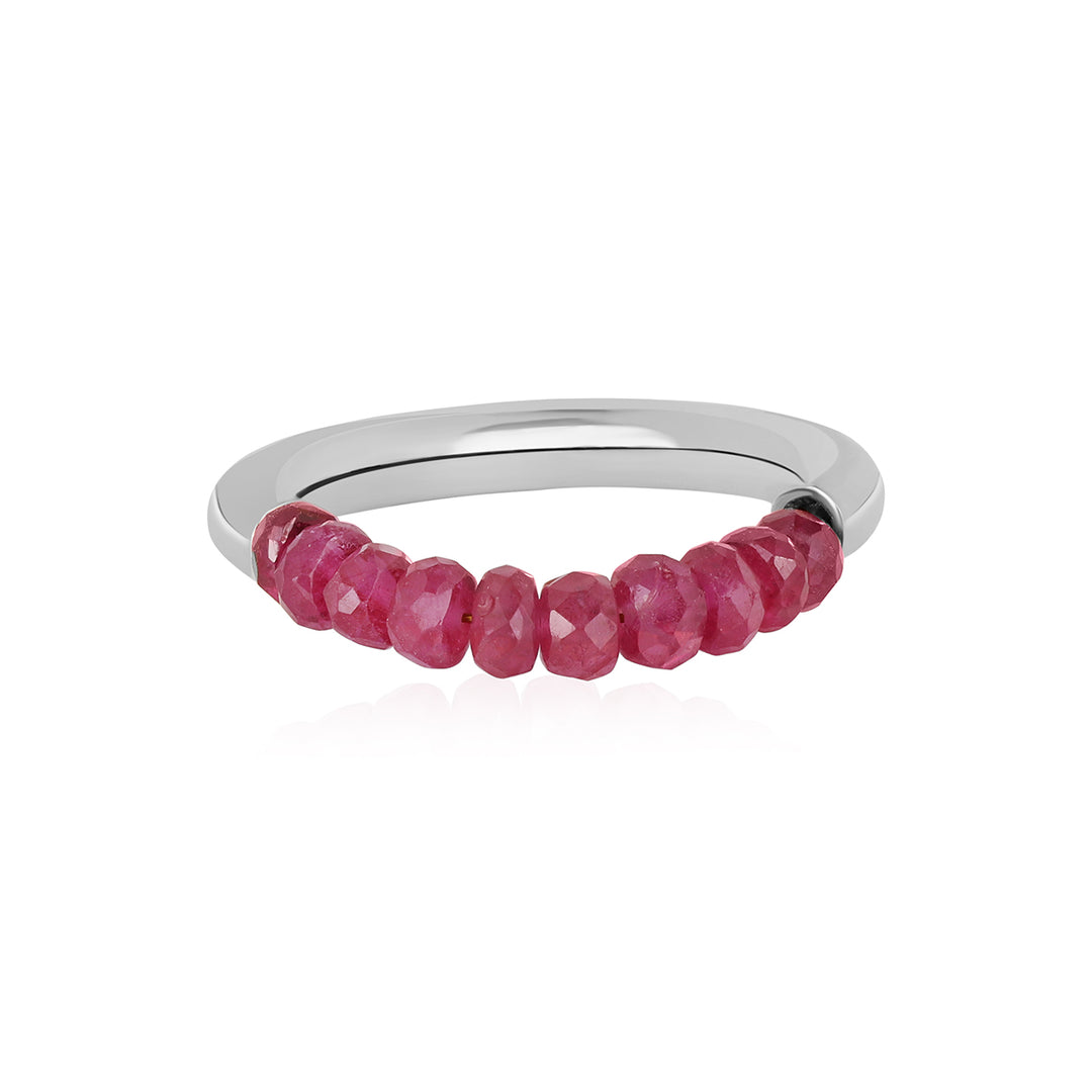 Ruby Beads Silver Ring