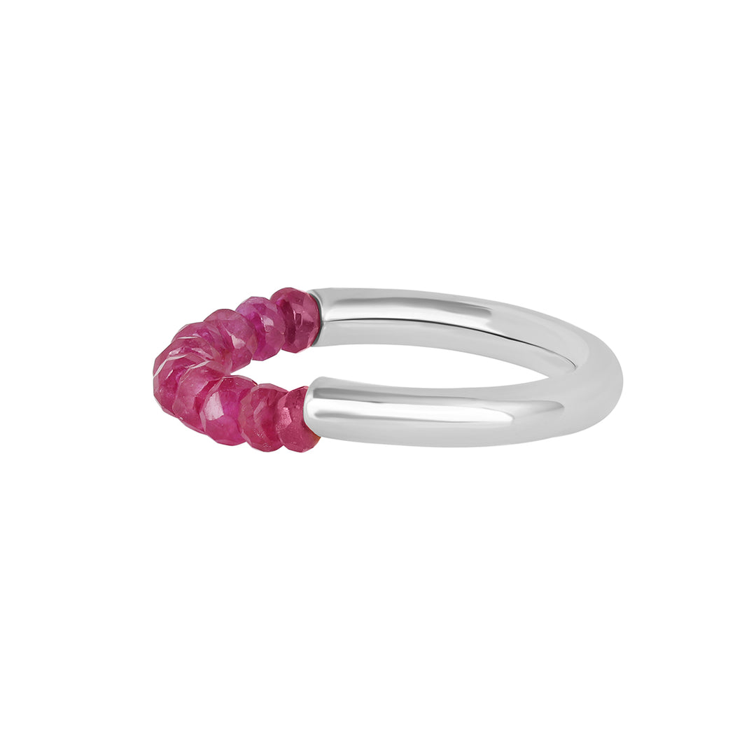 Ruby Beads Silver Ring