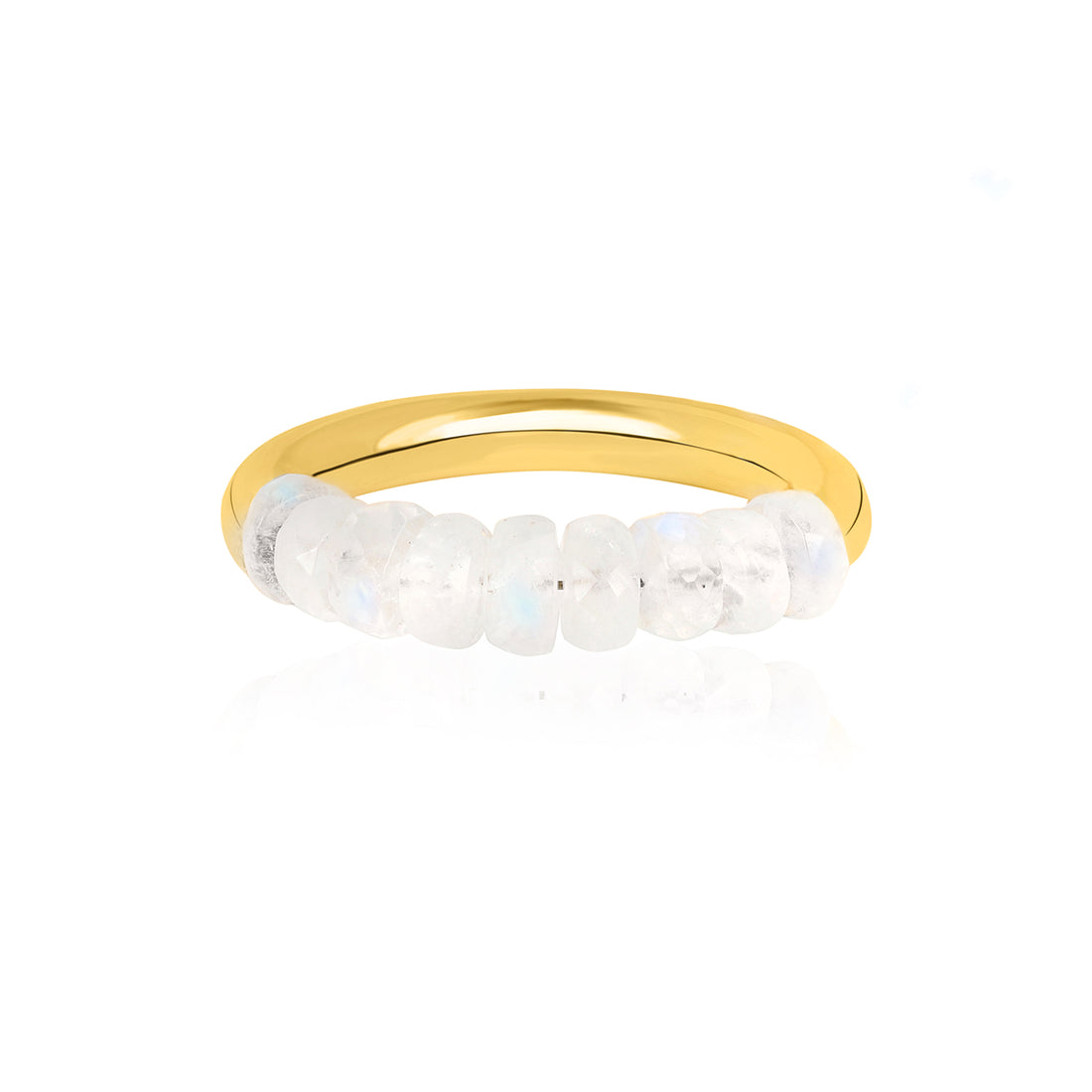 Rainbow Moonstone Beads Silver Ring