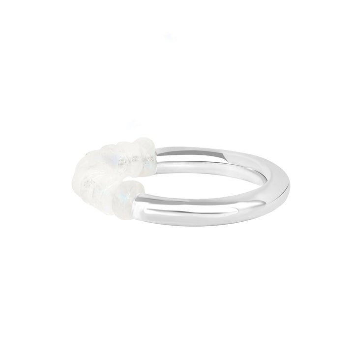 Rainbow Moonstone Beads Silver Ring